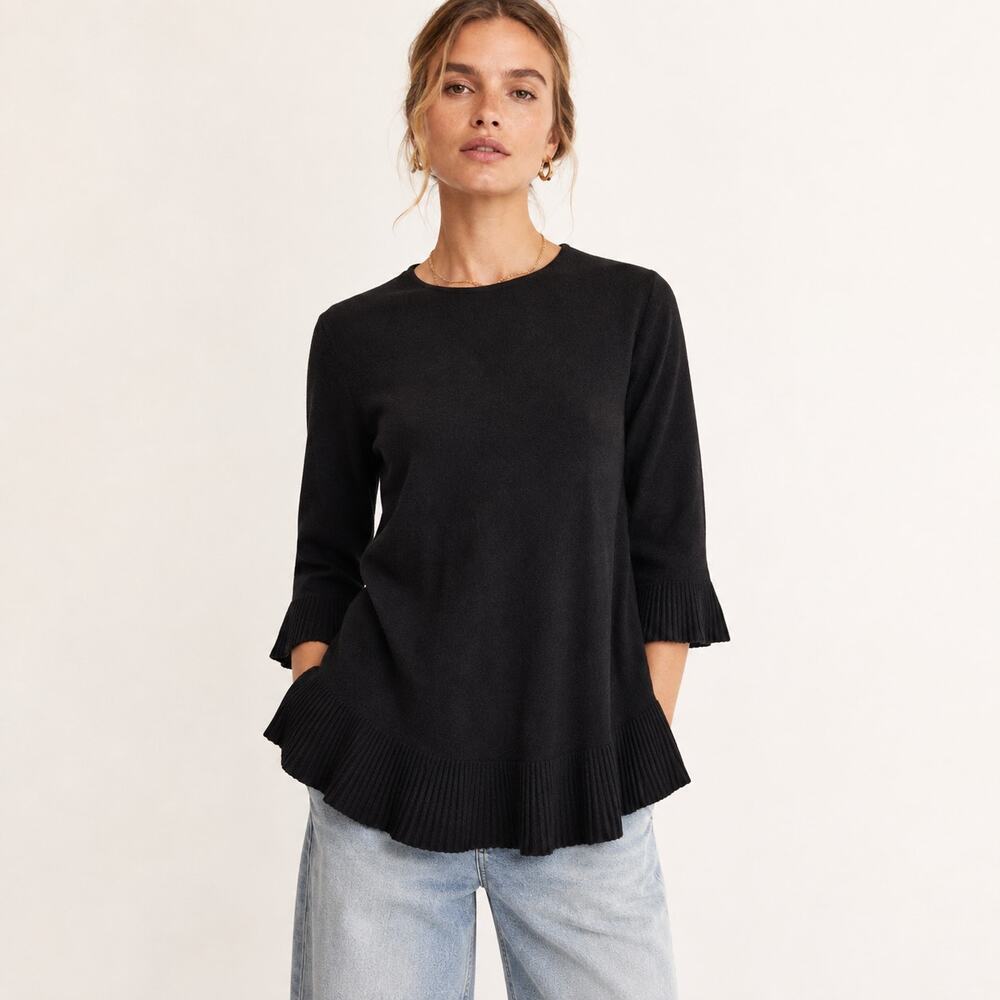 Zimmermann Pleat Swing Top in Black zip Shoulder size 2